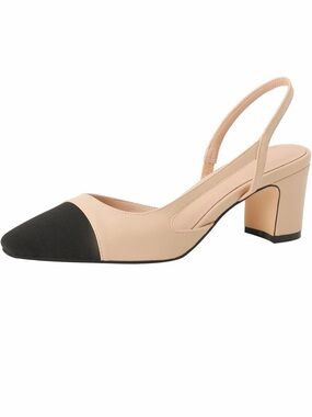 Elegant Two-Tone Slingback Pump in Nude and Black